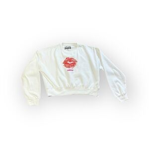 Strange Daze XOXO lip printer sweatshirt-white, size S (brand new missing tags)